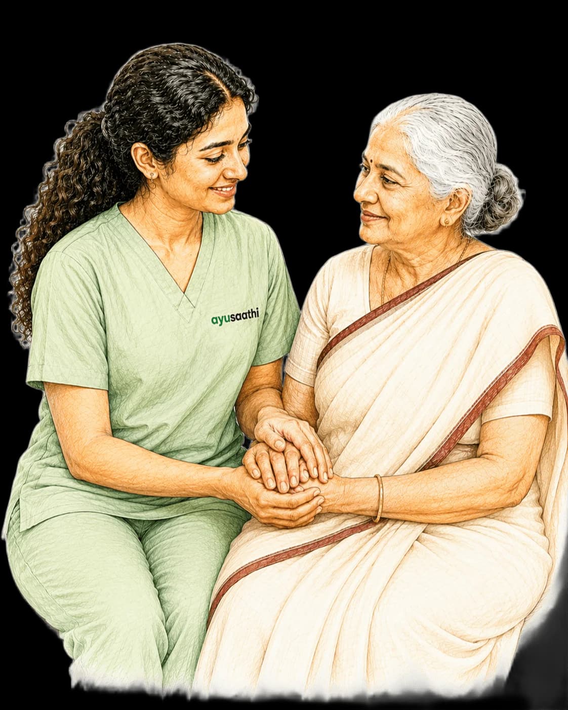 Saathi caring for an elderly patient